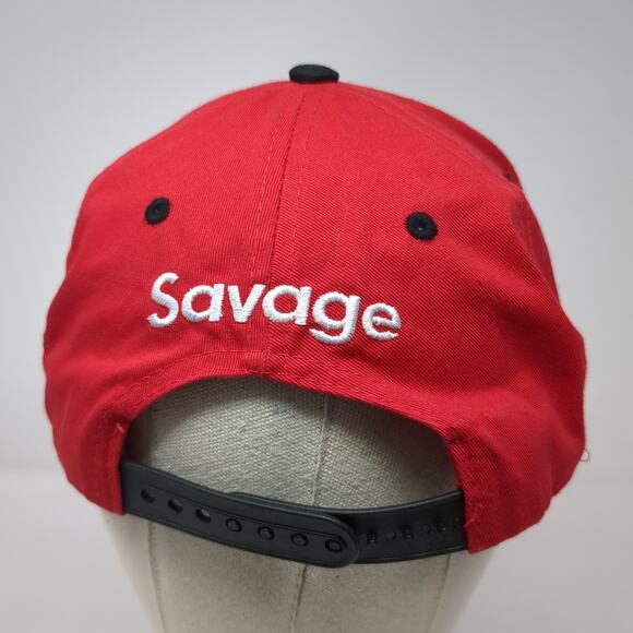 Savage Snapback Hat Red One Size Embroidered Colorblock Top Level - Picture 6 of 9